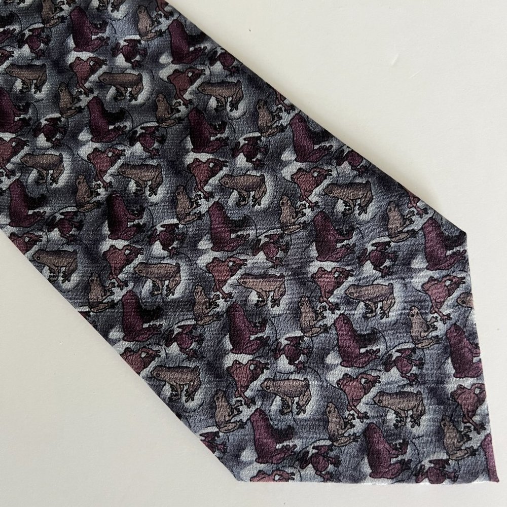 VINTAGE THE NATURE CONSERVANCY Novelty Tie 100% Imported Silk Maki Frog NWOT